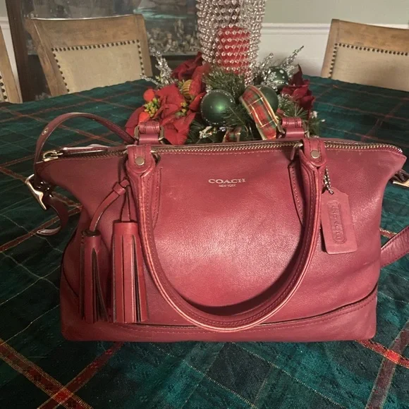 Coach Red Leather Shoulder Bag - Picture 1 of 10